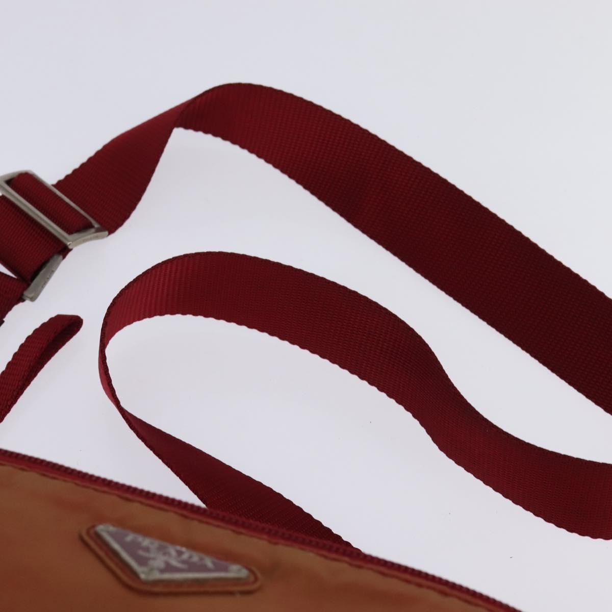 PRADA Shoulder Bag Nylon Red Silver Auth ti3429
