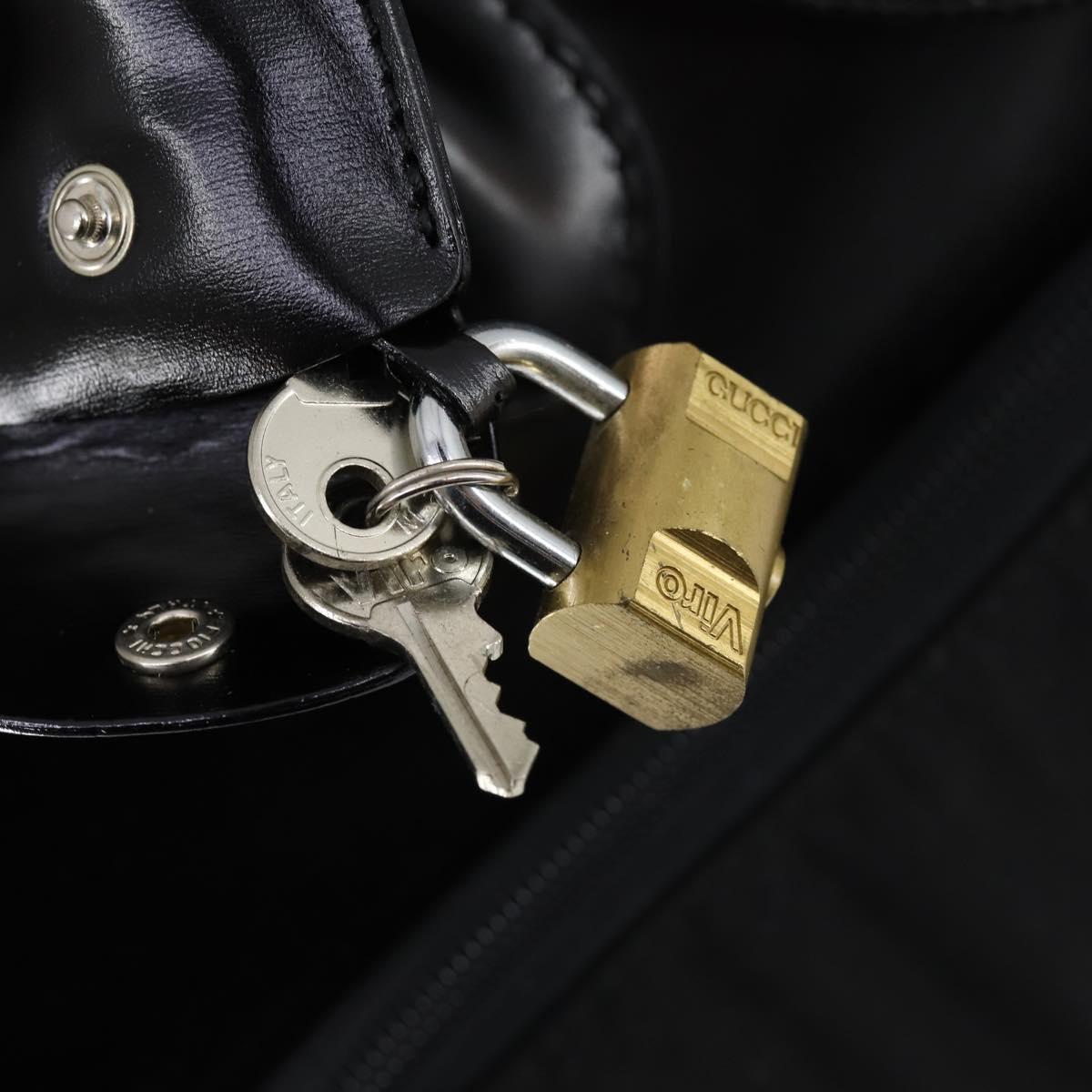 GUCCI Boston Bag Nylon Leather Black Silver 012 1553 0269 Auth ti3430