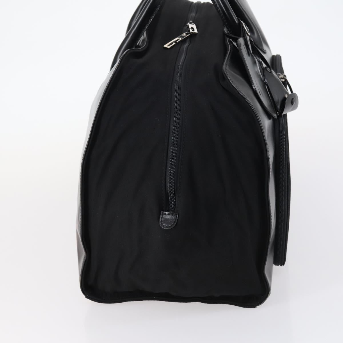 GUCCI Boston Bag Nylon Leather Black Silver 012 1553 0269 Auth ti3430