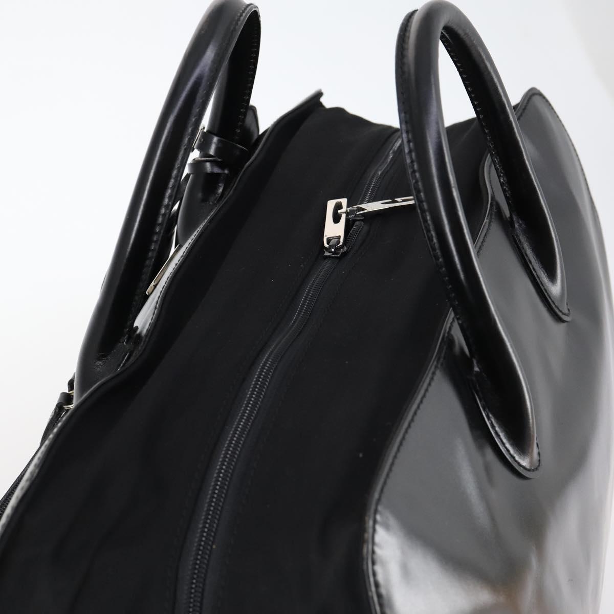 GUCCI Boston Bag Nylon Leather Black Silver 012 1553 0269 Auth ti3430