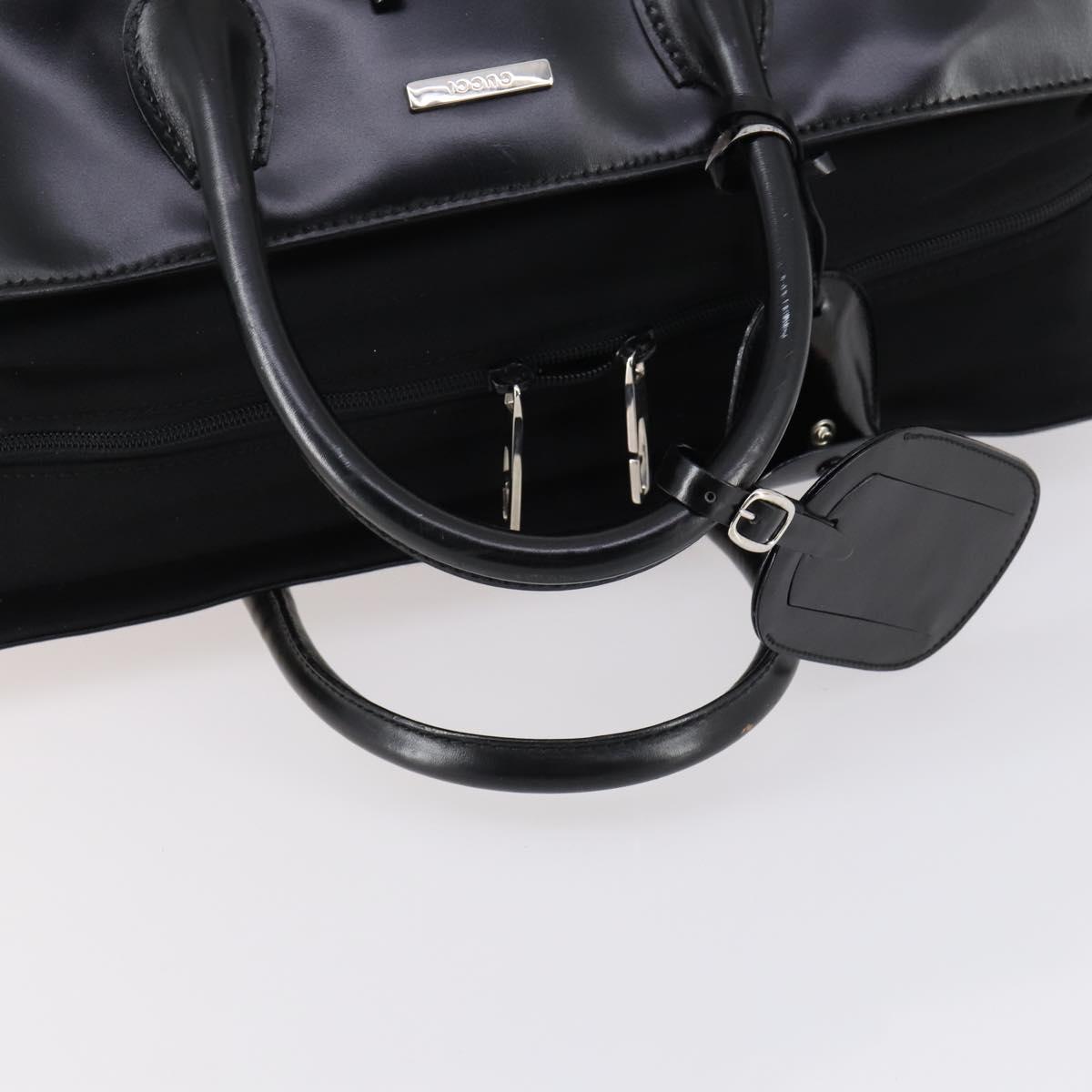 GUCCI Boston Bag Nylon Leather Black Silver 012 1553 0269 Auth ti3430