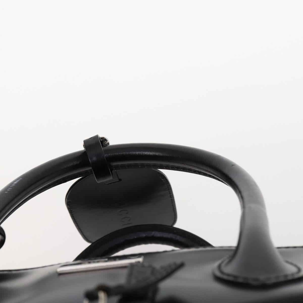 GUCCI Boston Bag Nylon Leather Black Silver 012 1553 0269 Auth ti3430