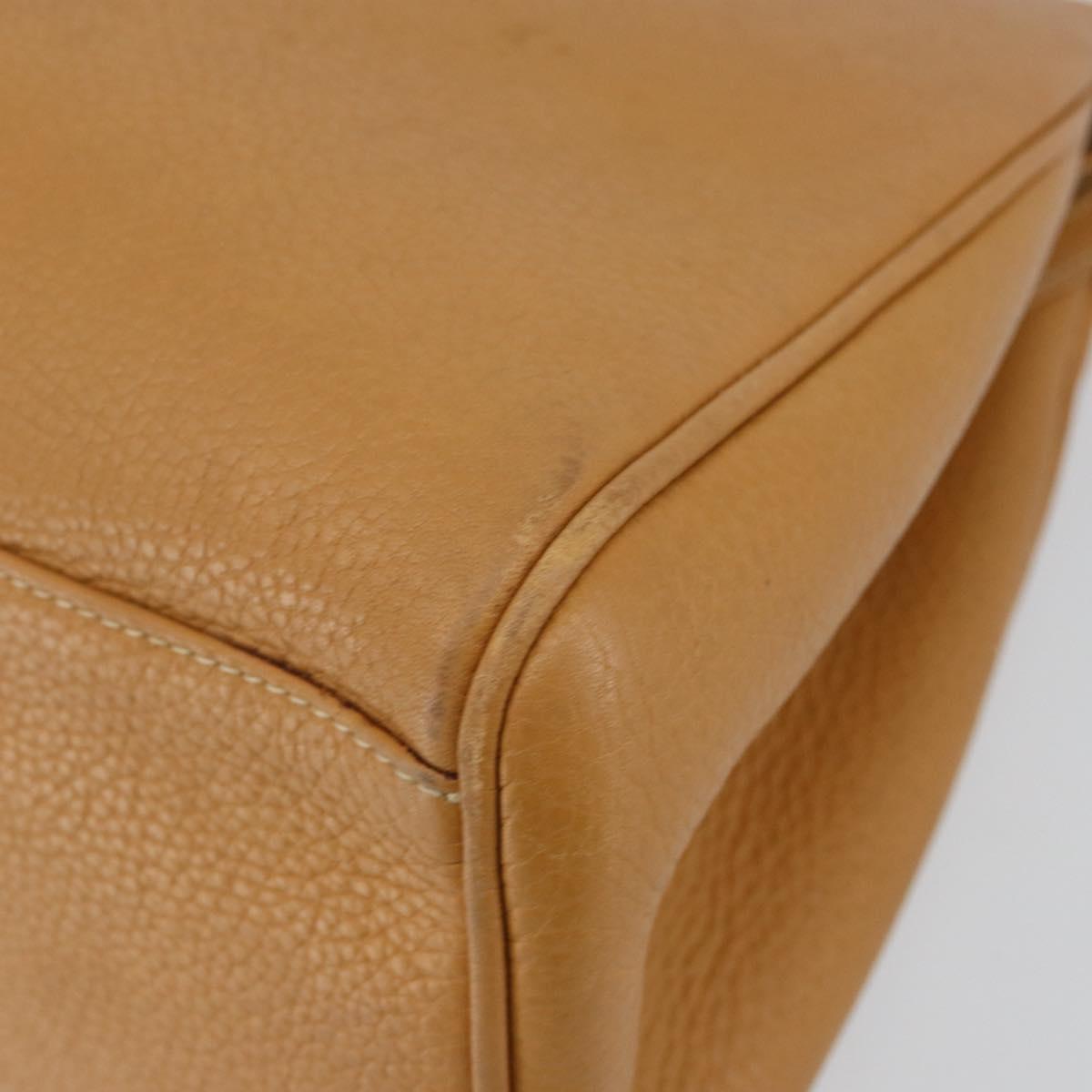 FENDI Hand Bag Leather Brown Gold Auth ti3431