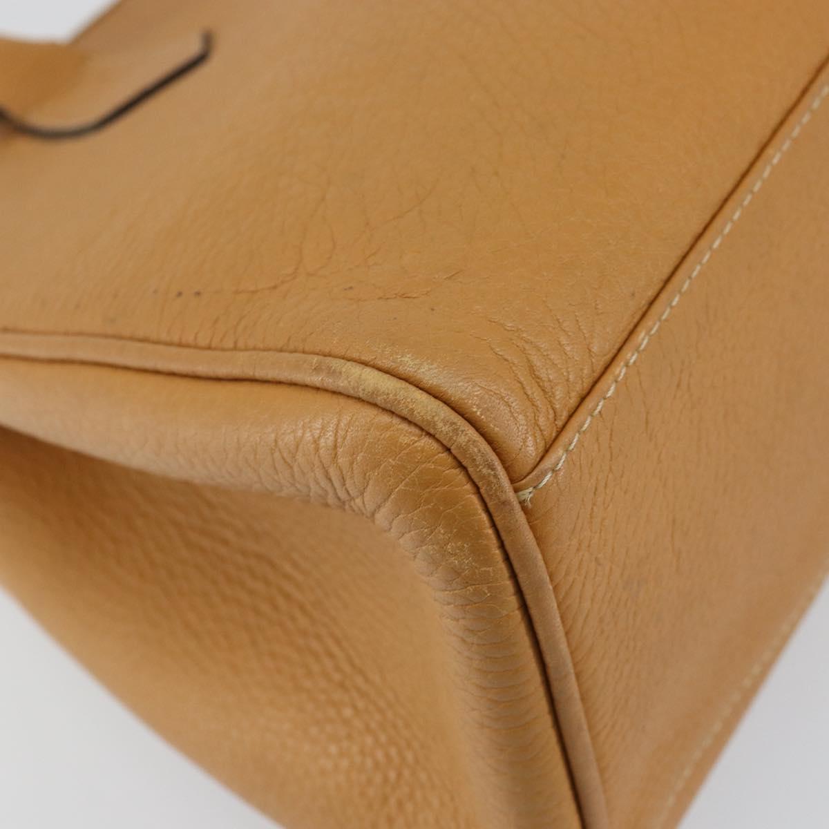 FENDI Hand Bag Leather Brown Gold Auth ti3431