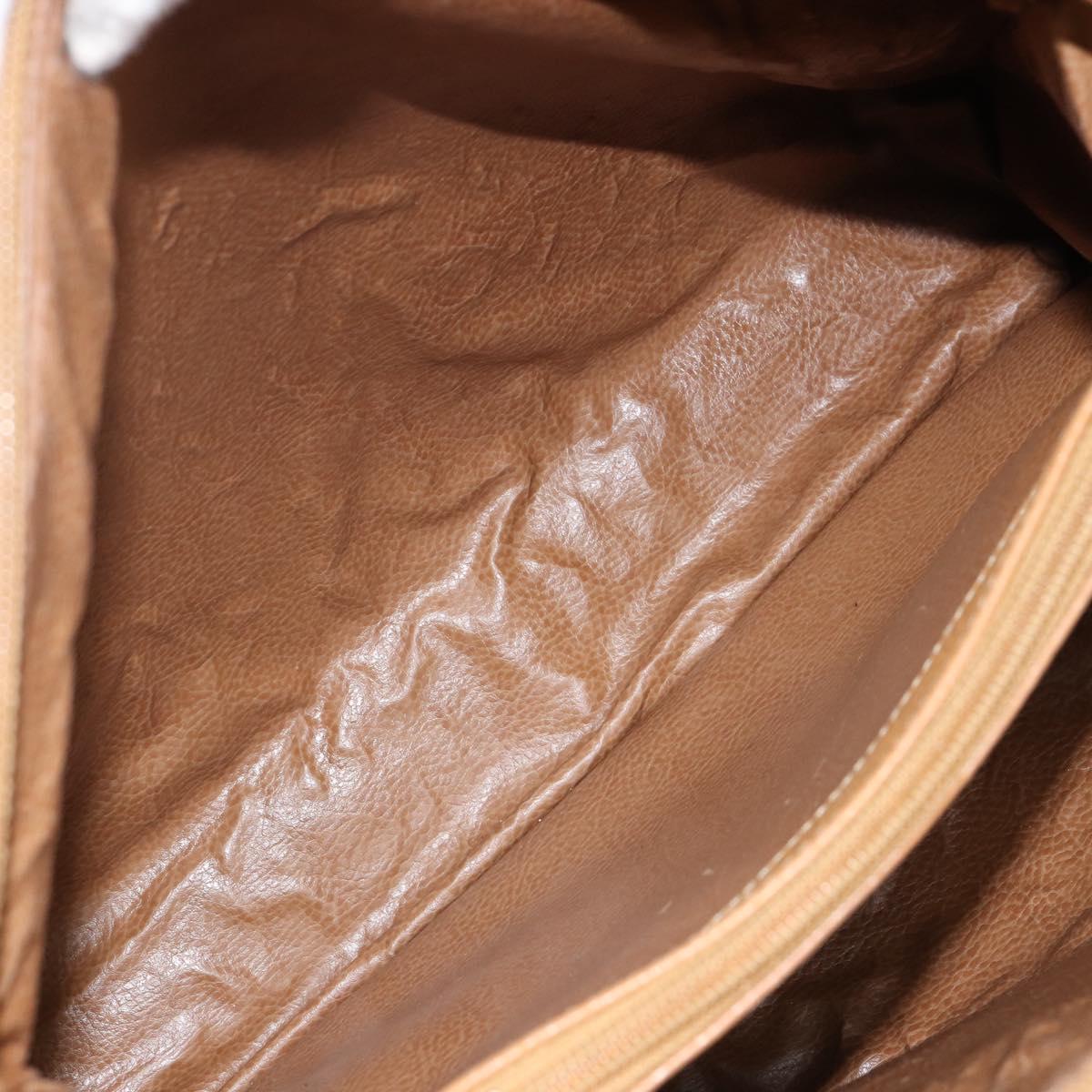 FENDI Hand Bag Leather Brown Gold Auth ti3431