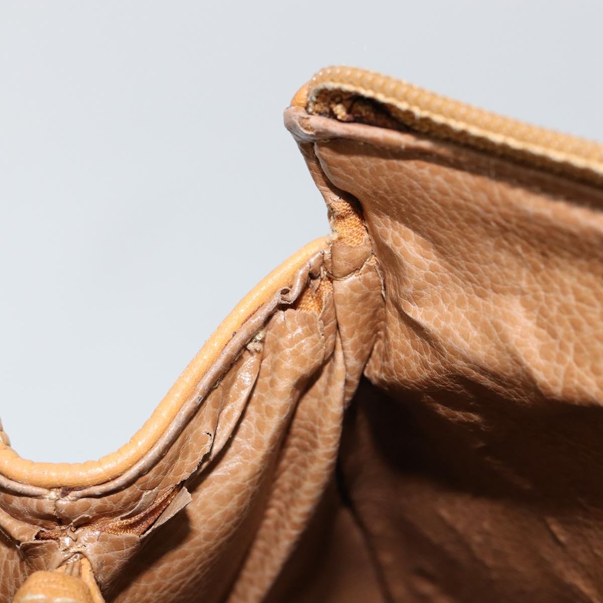 FENDI Hand Bag Leather Brown Gold Auth ti3431