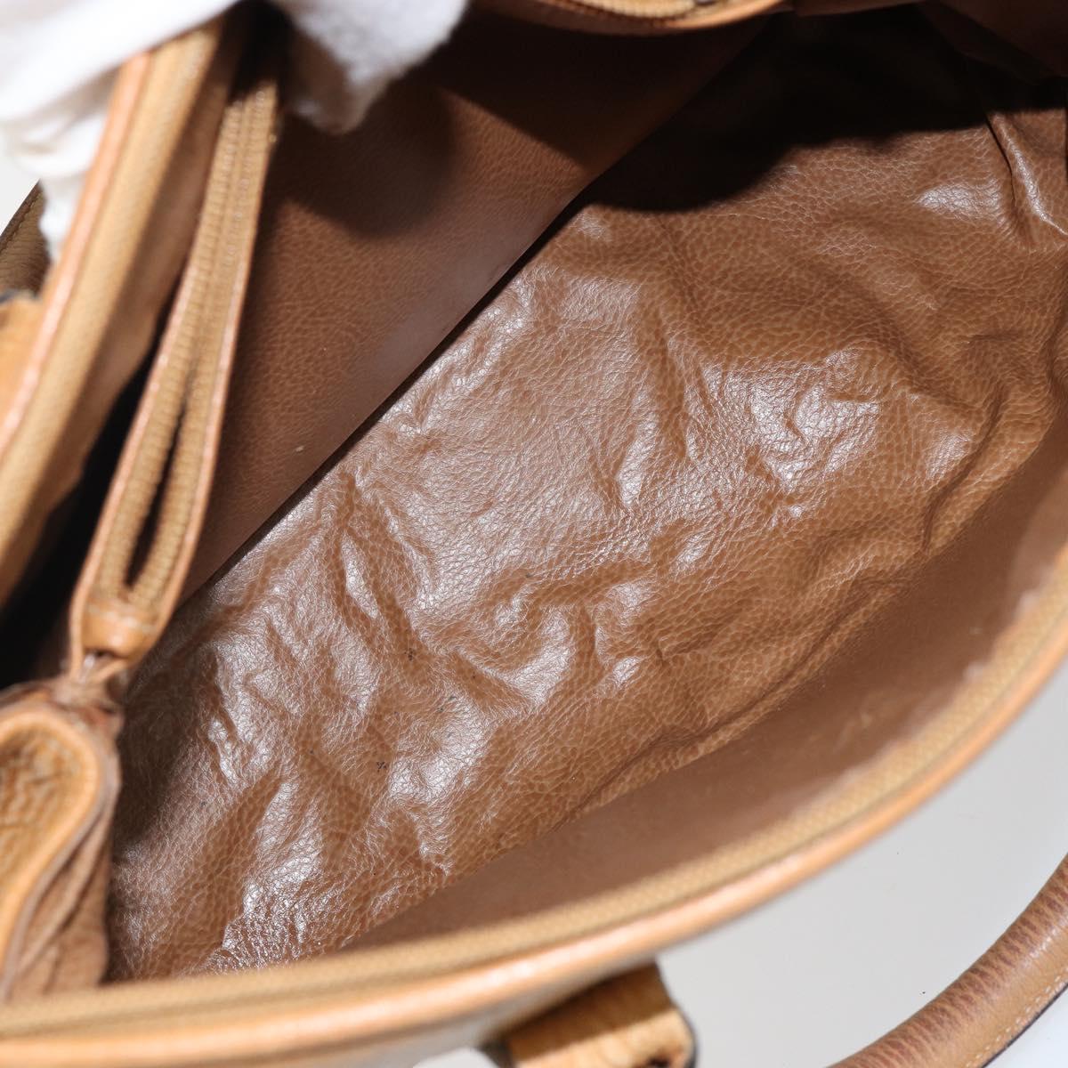 FENDI Hand Bag Leather Brown Gold Auth ti3431