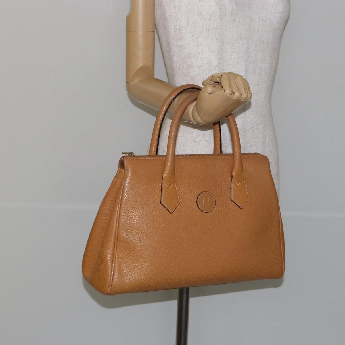 FENDI Hand Bag Leather Brown Gold Auth ti3431