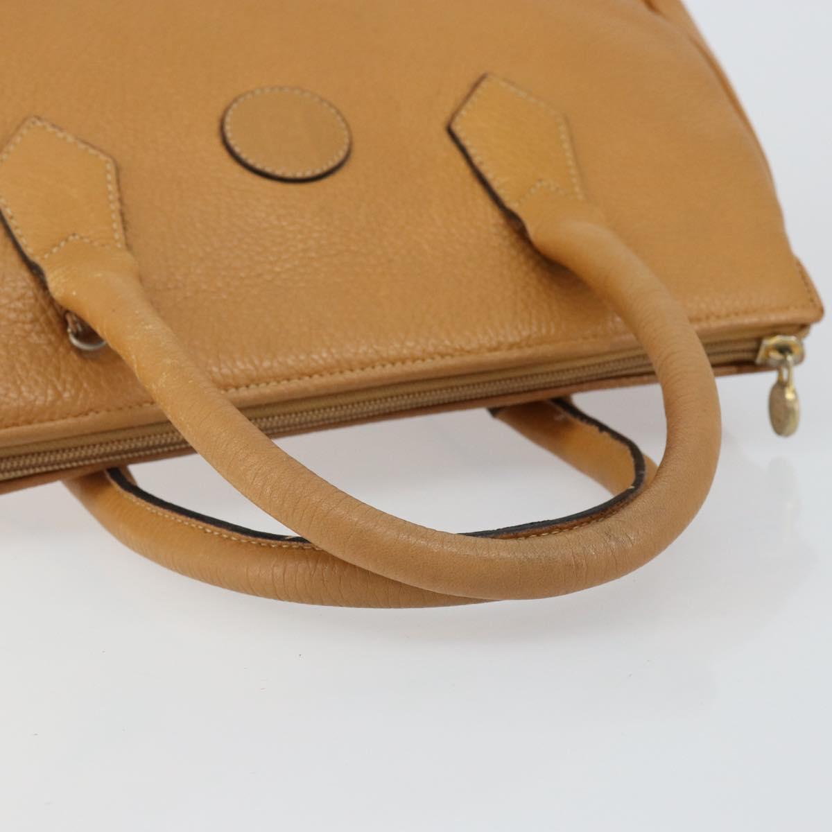 FENDI Hand Bag Leather Brown Gold Auth ti3431