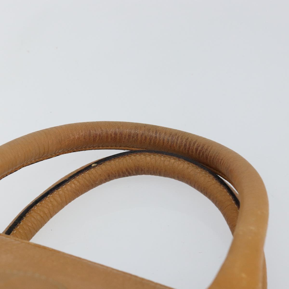 FENDI Hand Bag Leather Brown Gold Auth ti3431