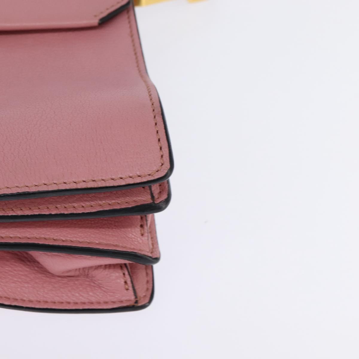 Miu Miu Madras Hand Bag Leather 2way Pink Gold Auth ti3432