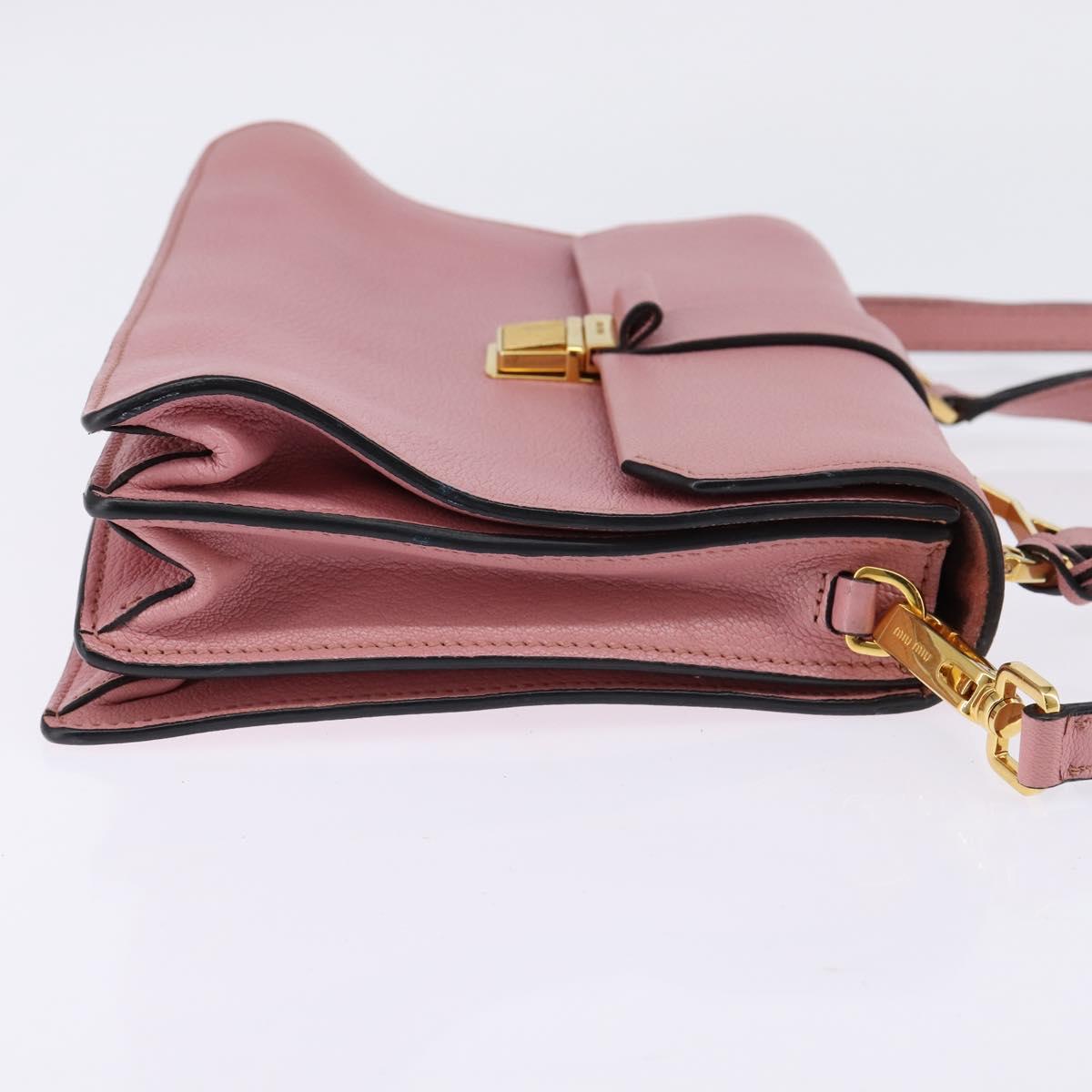 Miu Miu Madras Hand Bag Leather 2way Pink Gold Auth ti3432