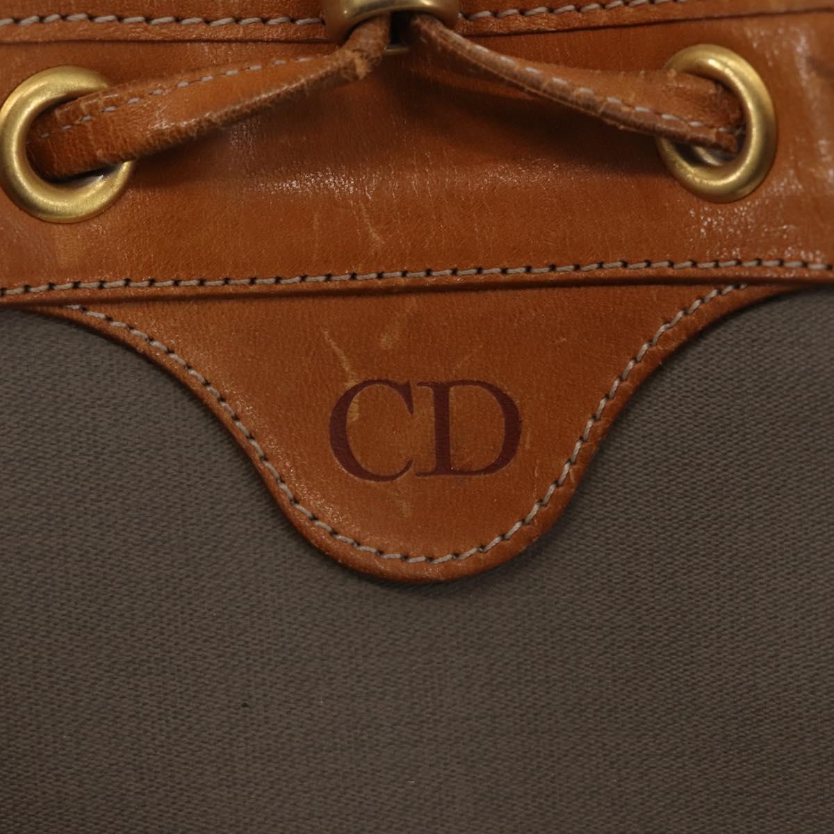 Christian Dior Shoulder Bag PVC Leather Gray Gold Auth ti3433