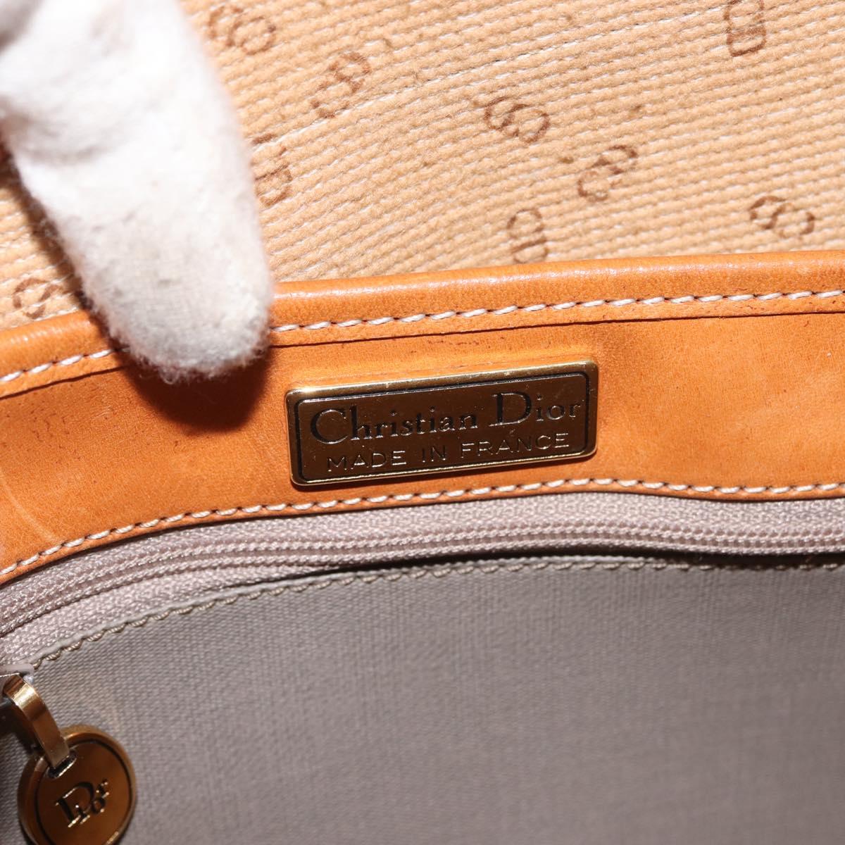 Christian Dior Shoulder Bag PVC Leather Gray Gold Auth ti3433