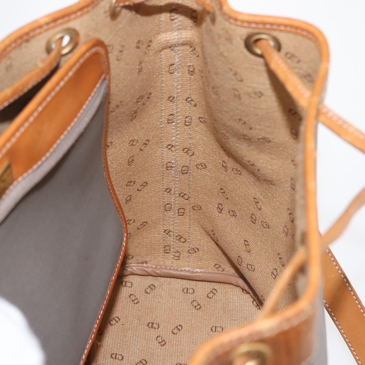 Christian Dior Shoulder Bag PVC Leather Gray Gold Auth ti3433