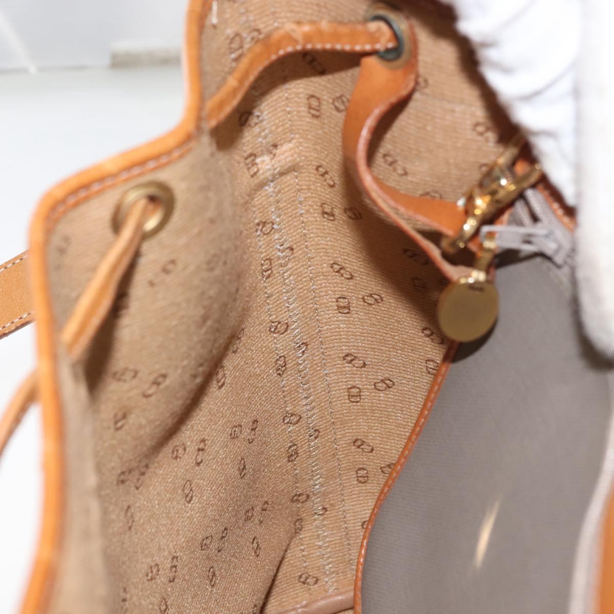 Christian Dior Shoulder Bag PVC Leather Gray Gold Auth ti3433