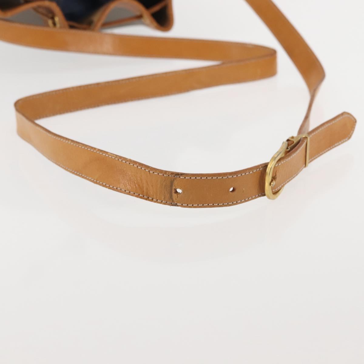 Christian Dior Shoulder Bag PVC Leather Gray Gold Auth ti3433