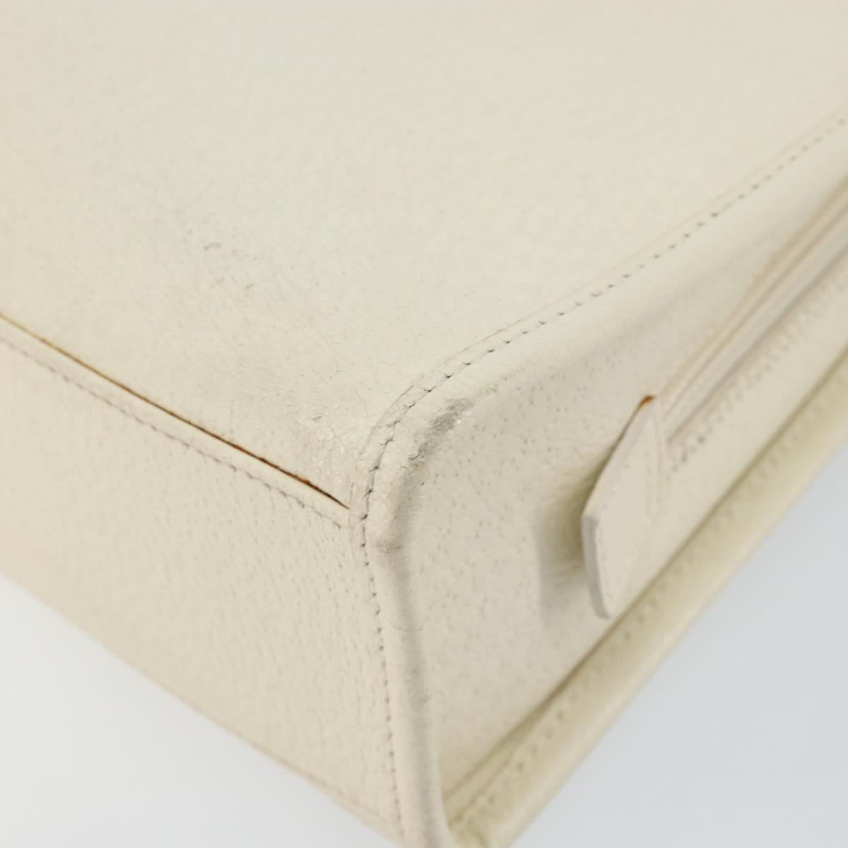 GUCCI Jackie Hand Bag Leather White Silver 002 1071 Auth ti3434