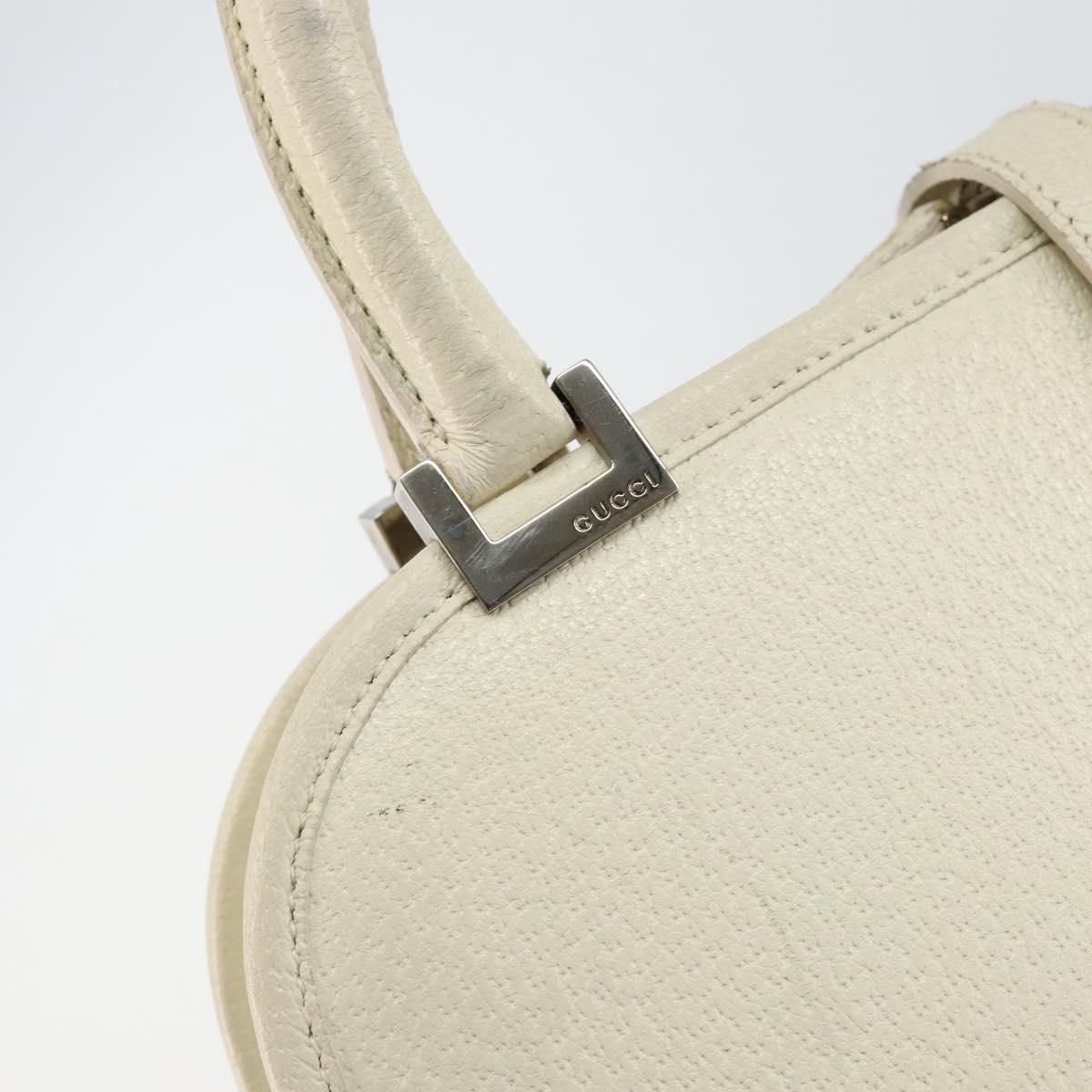 GUCCI Jackie Hand Bag Leather White Silver 002 1071 Auth ti3434