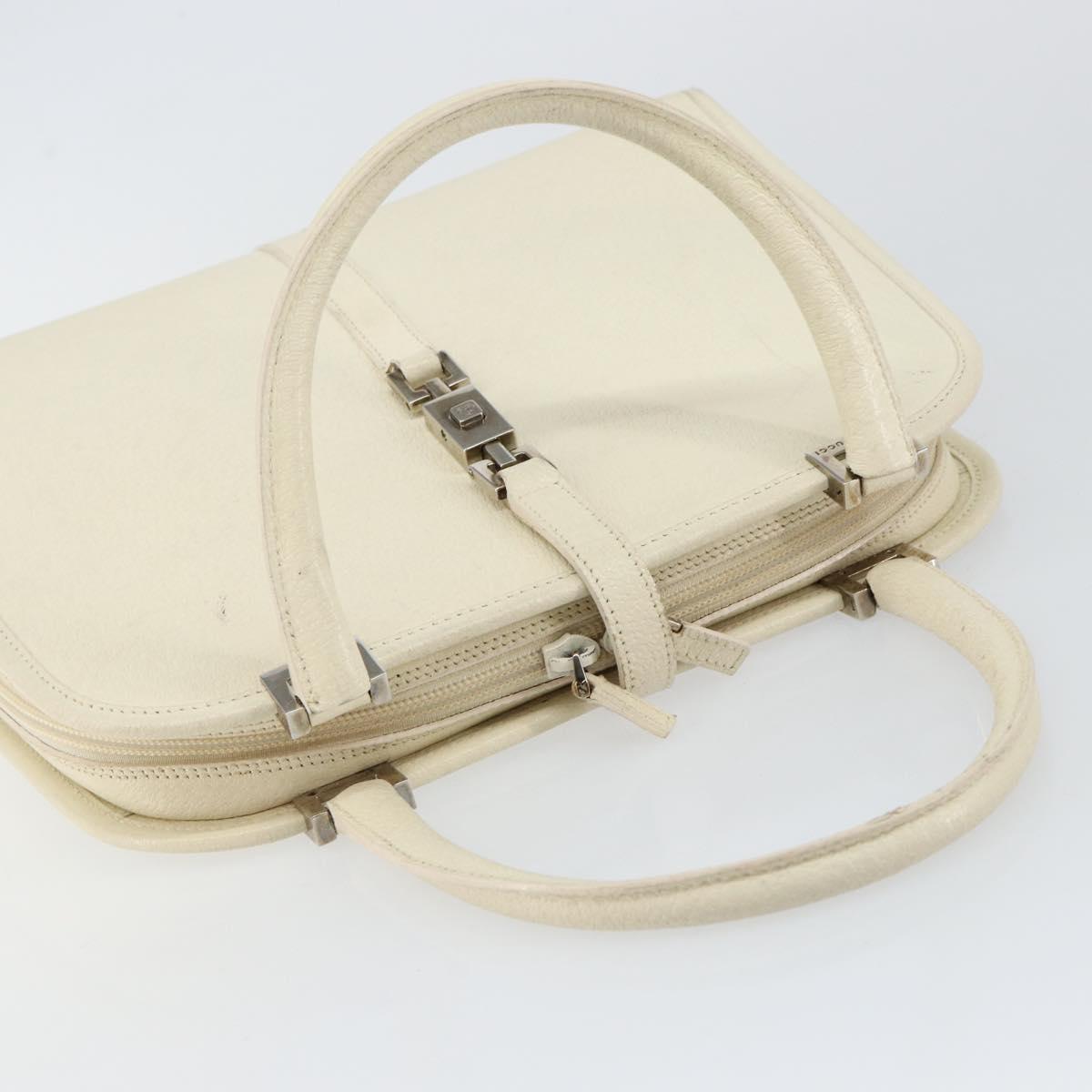 GUCCI Jackie Hand Bag Leather White Silver 002 1071 Auth ti3434