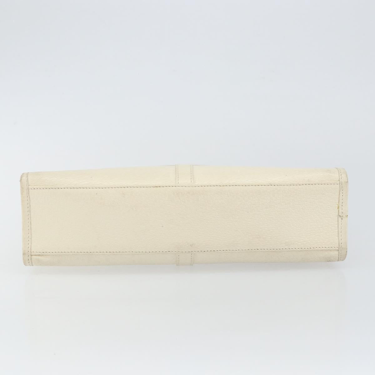 GUCCI Jackie Hand Bag Leather White Silver 002 1071 Auth ti3434