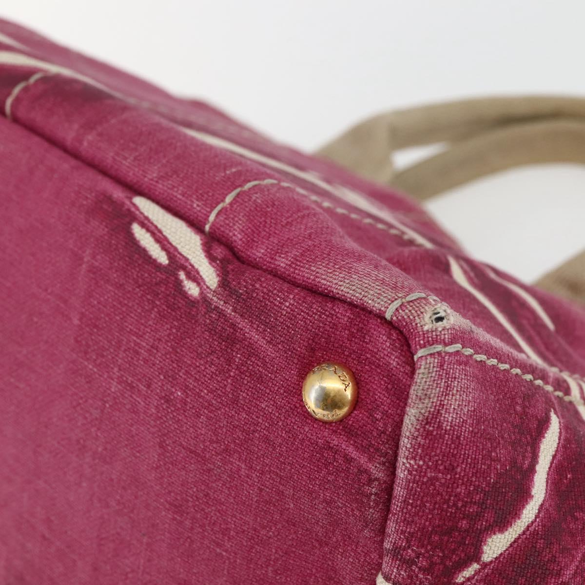 PRADA Canapa MM Hand Bag Canvas Pink Gold Auth ti3437