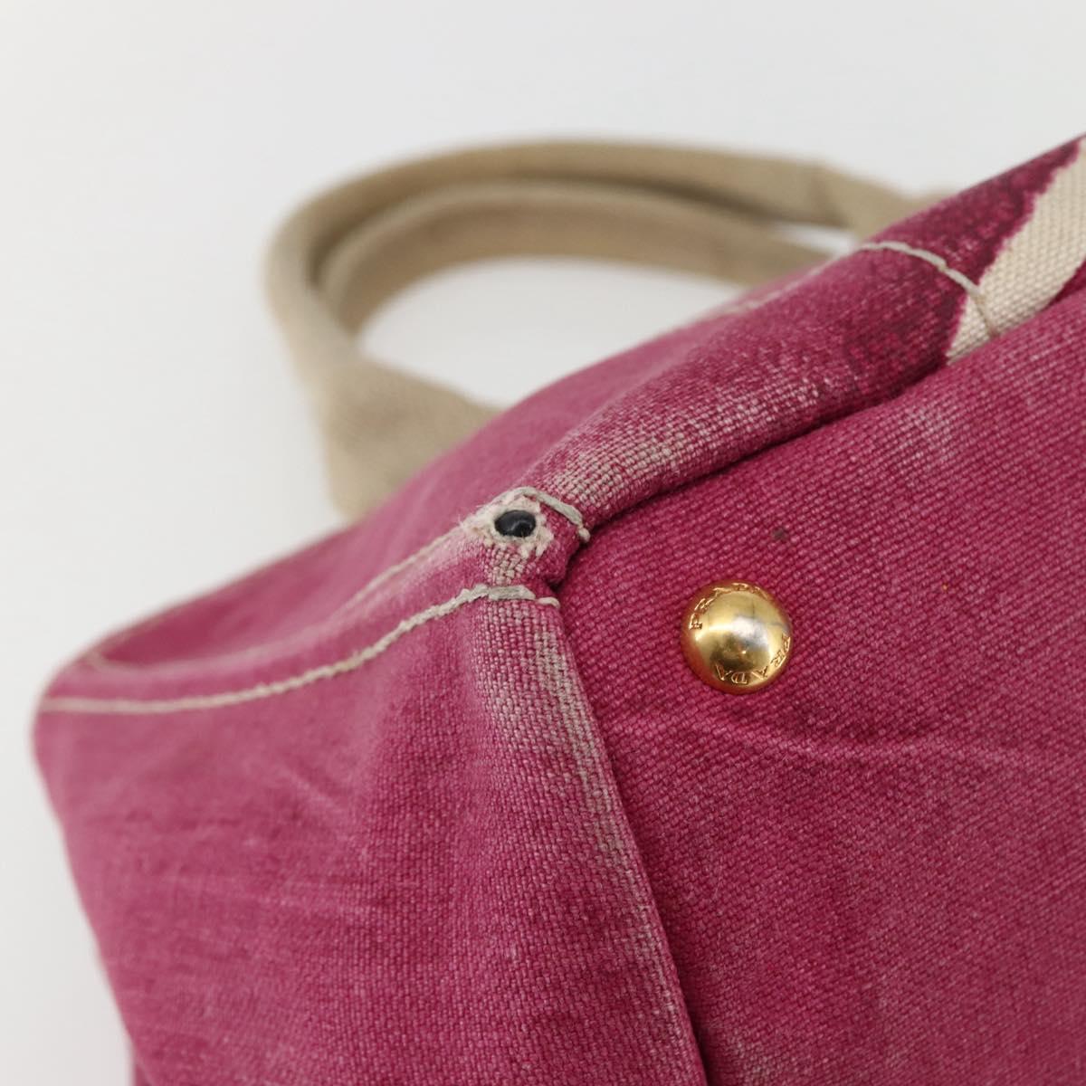 PRADA Canapa MM Hand Bag Canvas Pink Gold Auth ti3437