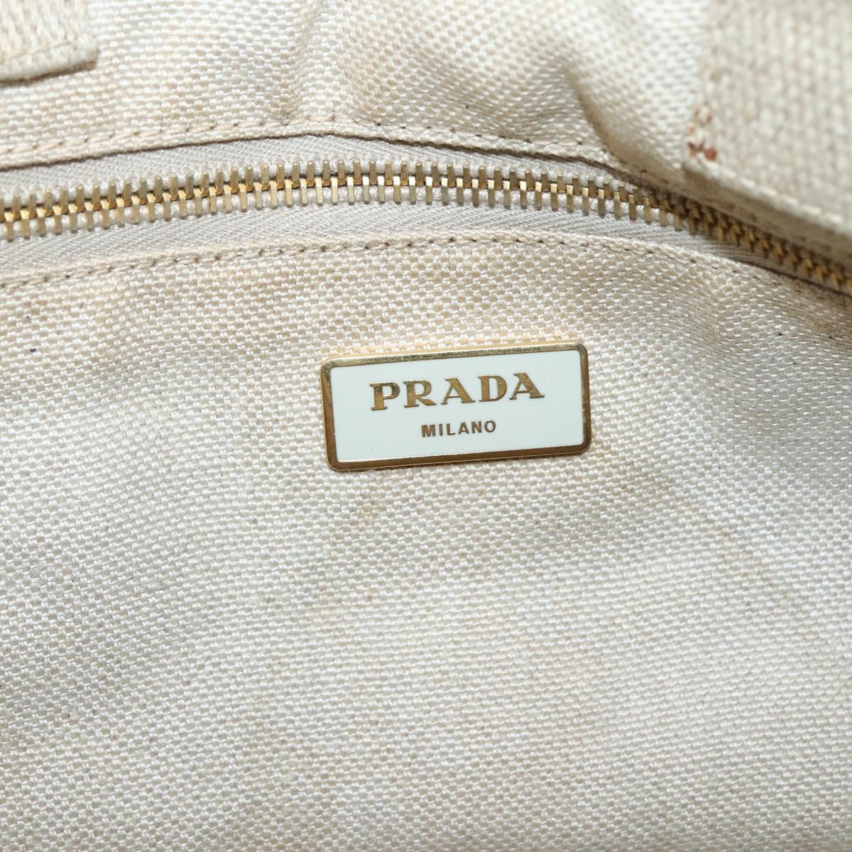 PRADA Canapa MM Hand Bag Canvas Pink Gold Auth ti3437