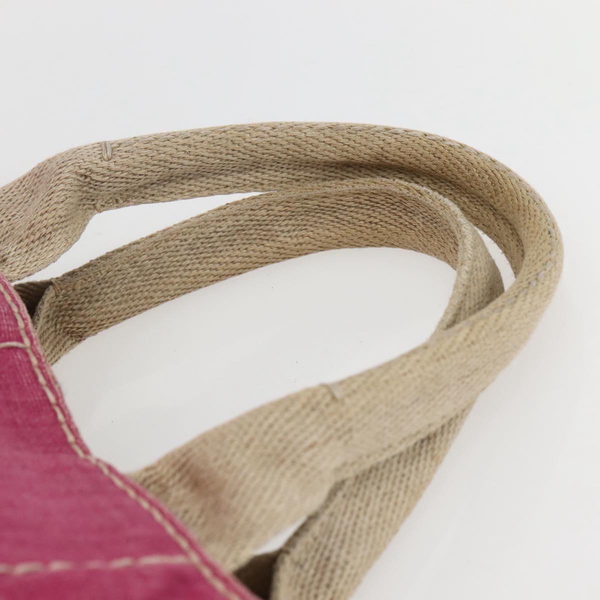 PRADA Canapa MM Hand Bag Canvas Pink Gold Auth ti3437