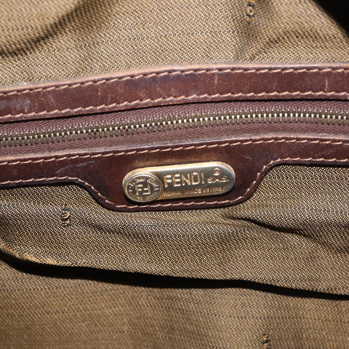 FENDI Zucca Canvas Hand Bag Brown Black gold Auth ti3440