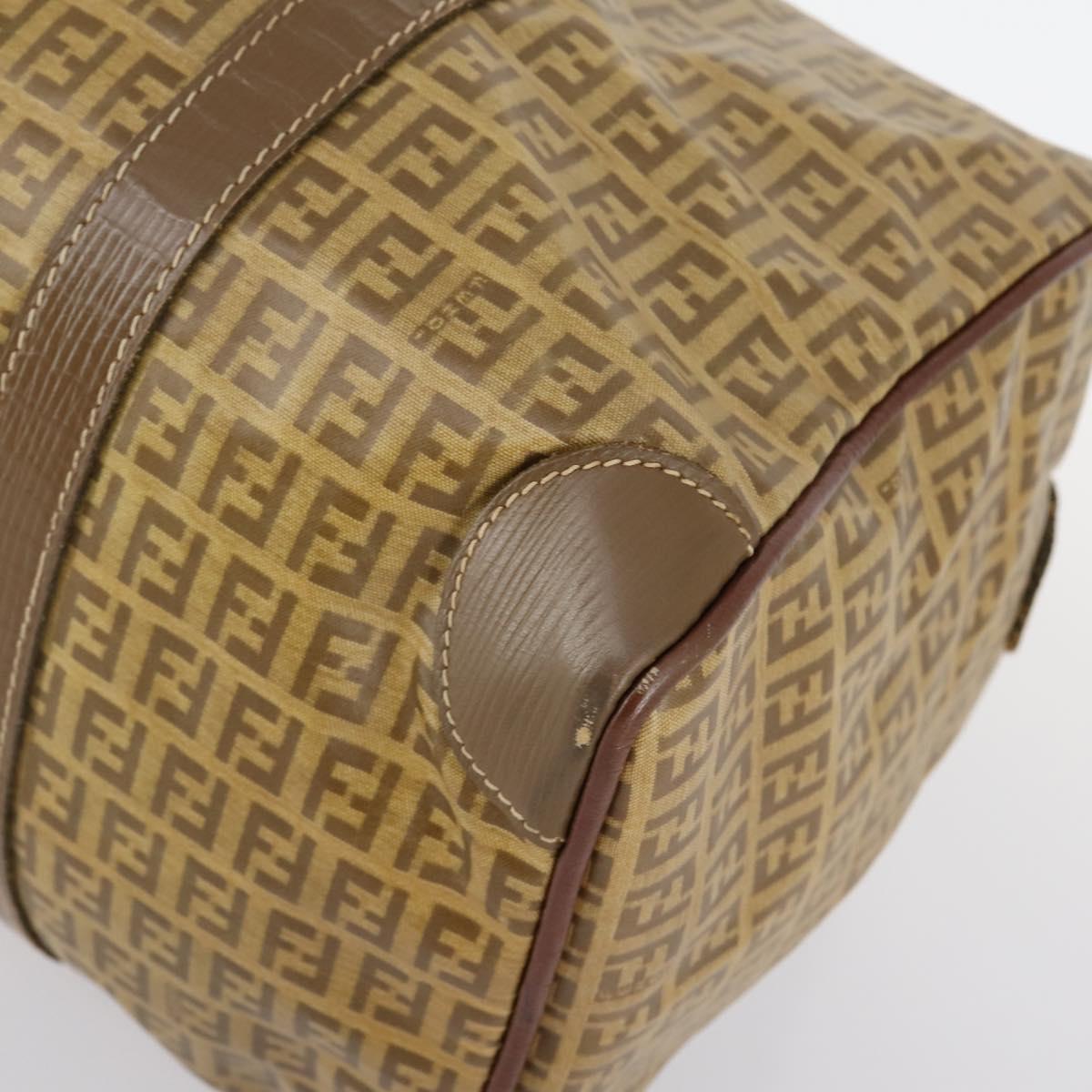 FENDI Zucchino Canvas Boston Bag Coated Canvas Beige Auth ti3442