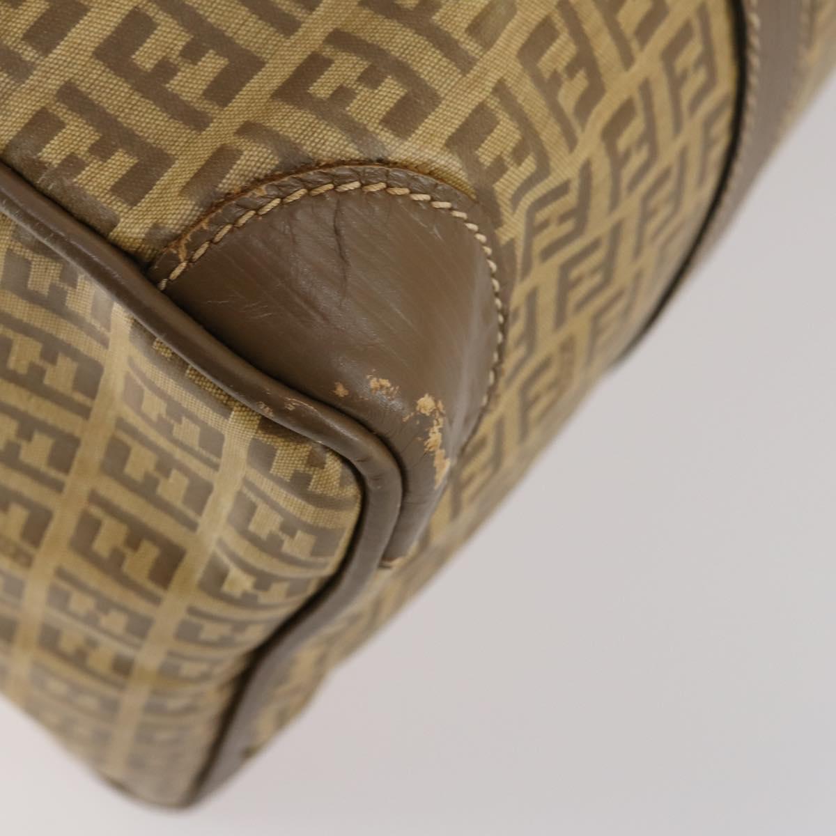 FENDI Zucchino Canvas Boston Bag Coated Canvas Beige Auth ti3442
