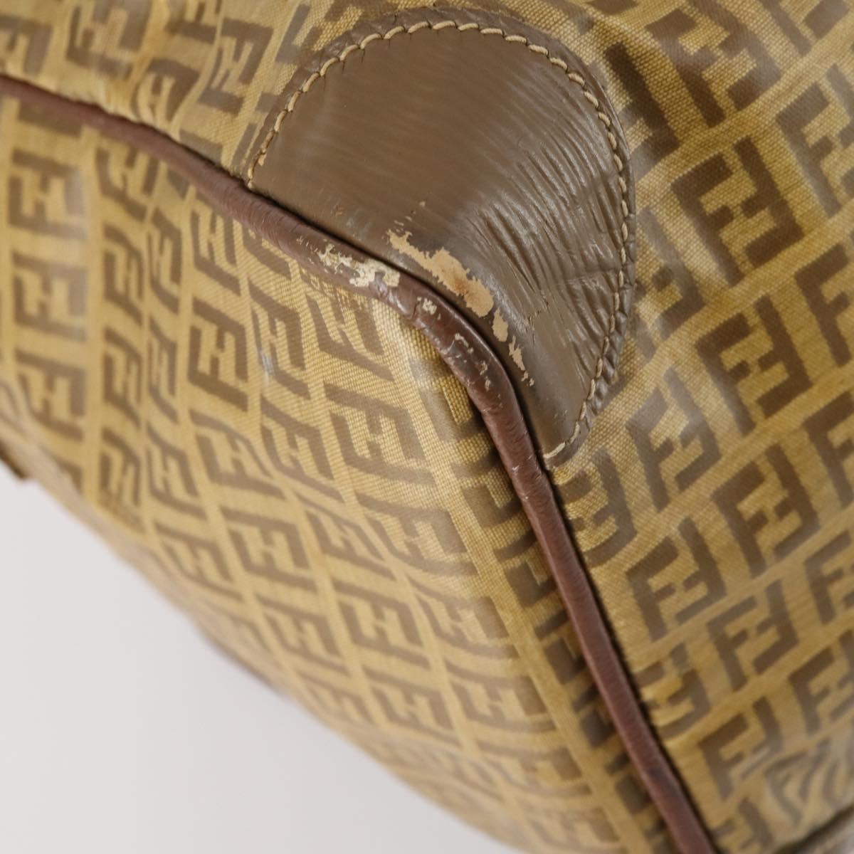 FENDI Zucchino Canvas Boston Bag Coated Canvas Beige Auth ti3442