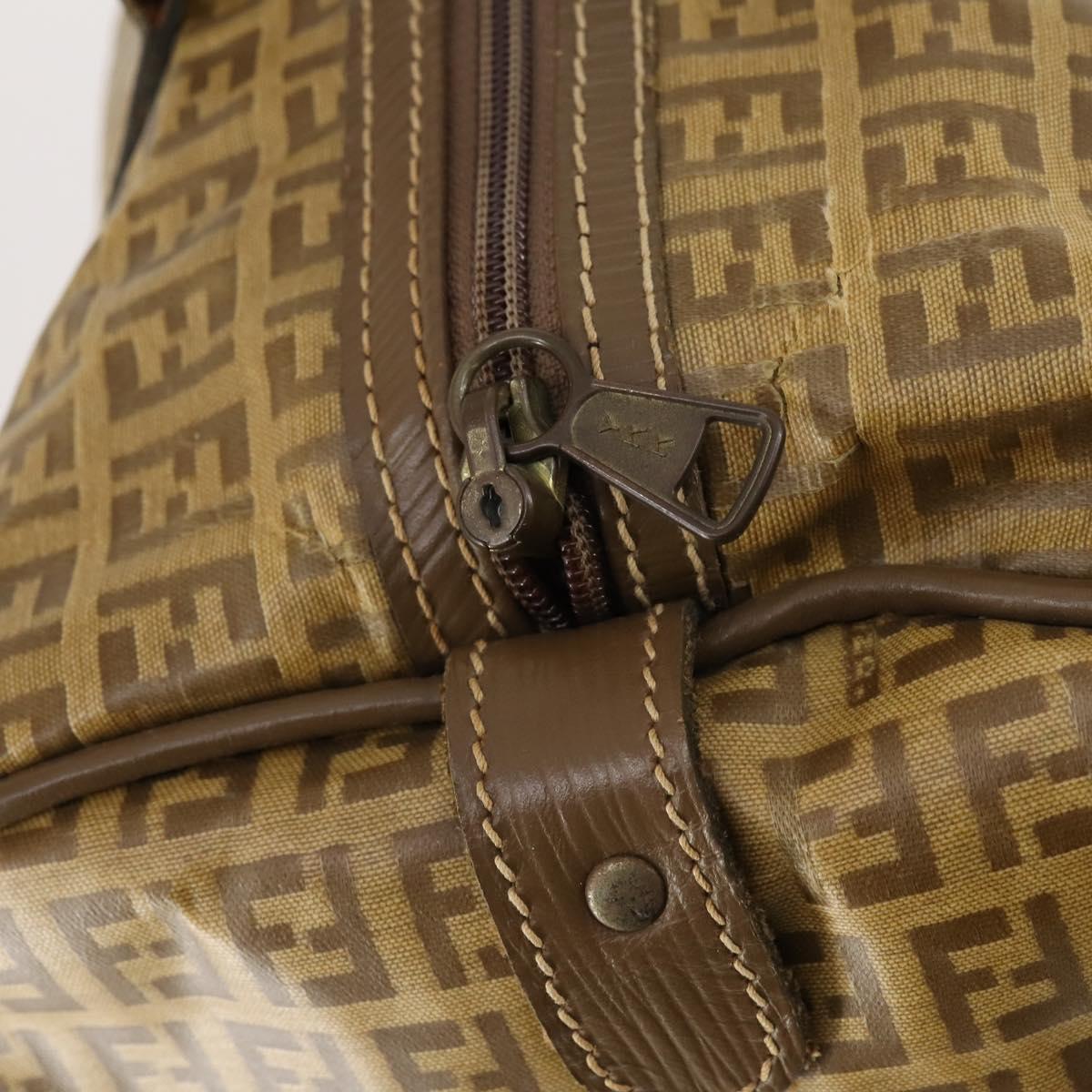 FENDI Zucchino Canvas Boston Bag Coated Canvas Beige Auth ti3442