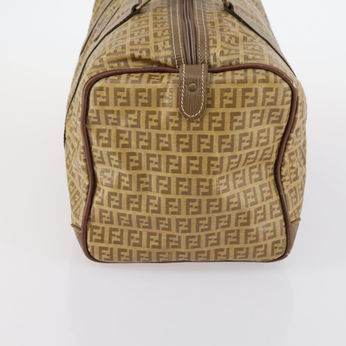 FENDI Zucchino Canvas Boston Bag Coated Canvas Beige Auth ti3442