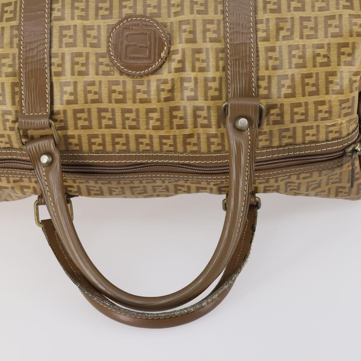 FENDI Zucchino Canvas Boston Bag Coated Canvas Beige Auth ti3442