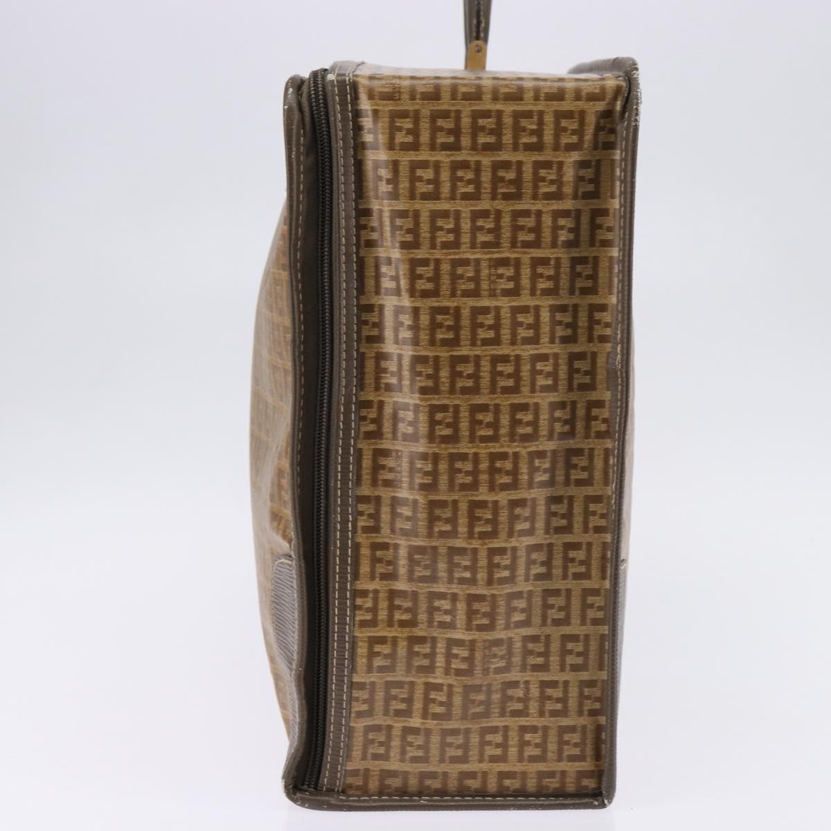 FENDI Zucchino Canvas Trunk Coated Canvas Brown Gold Auth ti3443