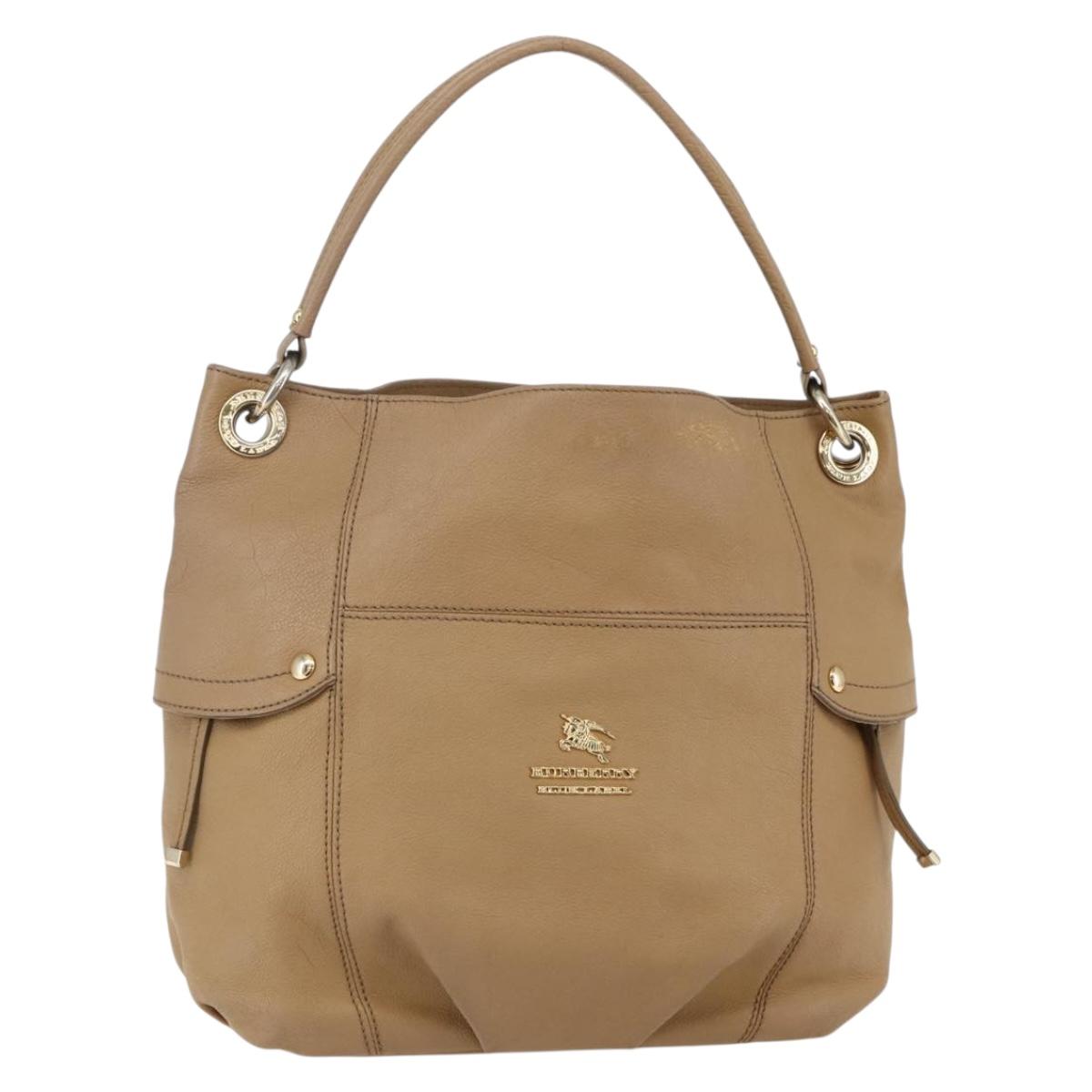 BURBERRY Blue Label Shoulder Bag Leather Beige Gold Auth ti3445