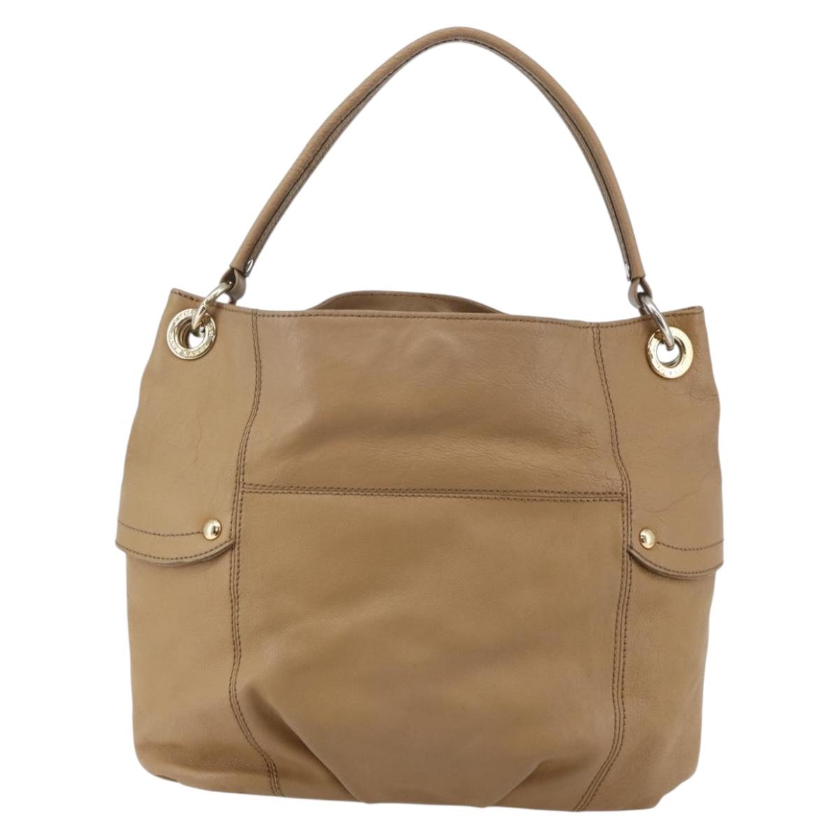 BURBERRY Blue Label Shoulder Bag Leather Beige Gold Auth ti3445