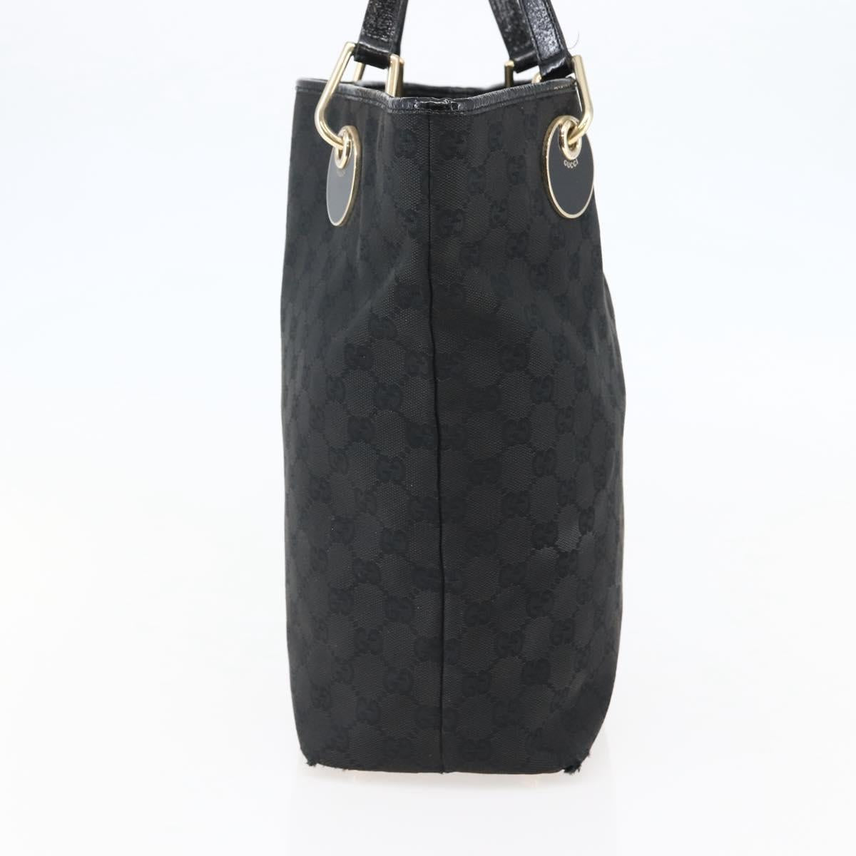 GUCCI GG Canvas Tote Bag Black Gold 120836 Auth ti3447