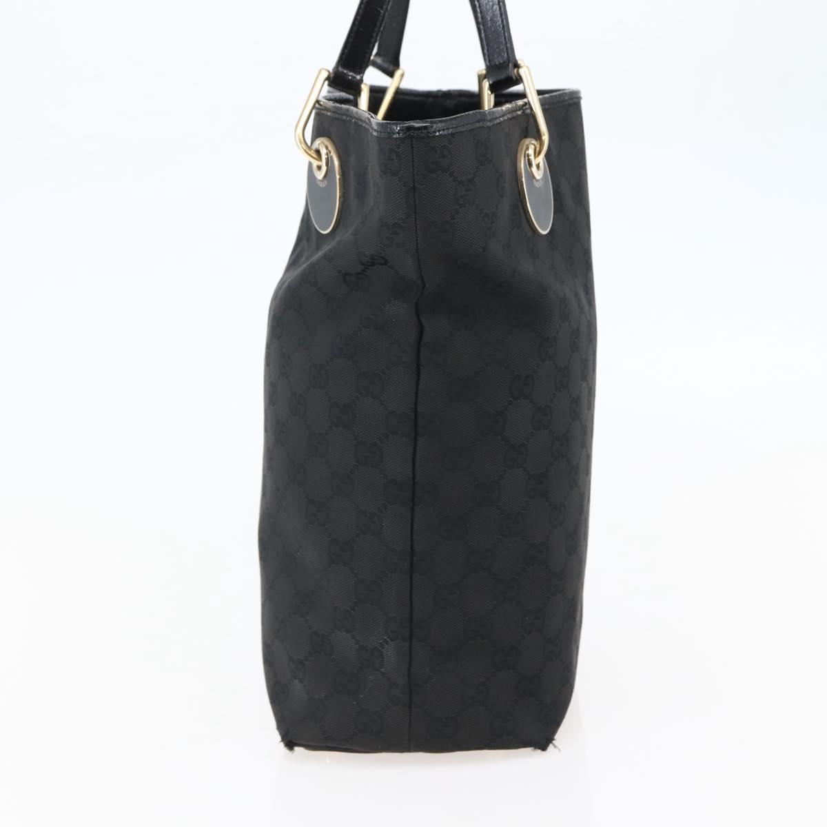 GUCCI GG Canvas Tote Bag Black Gold 120836 Auth ti3447