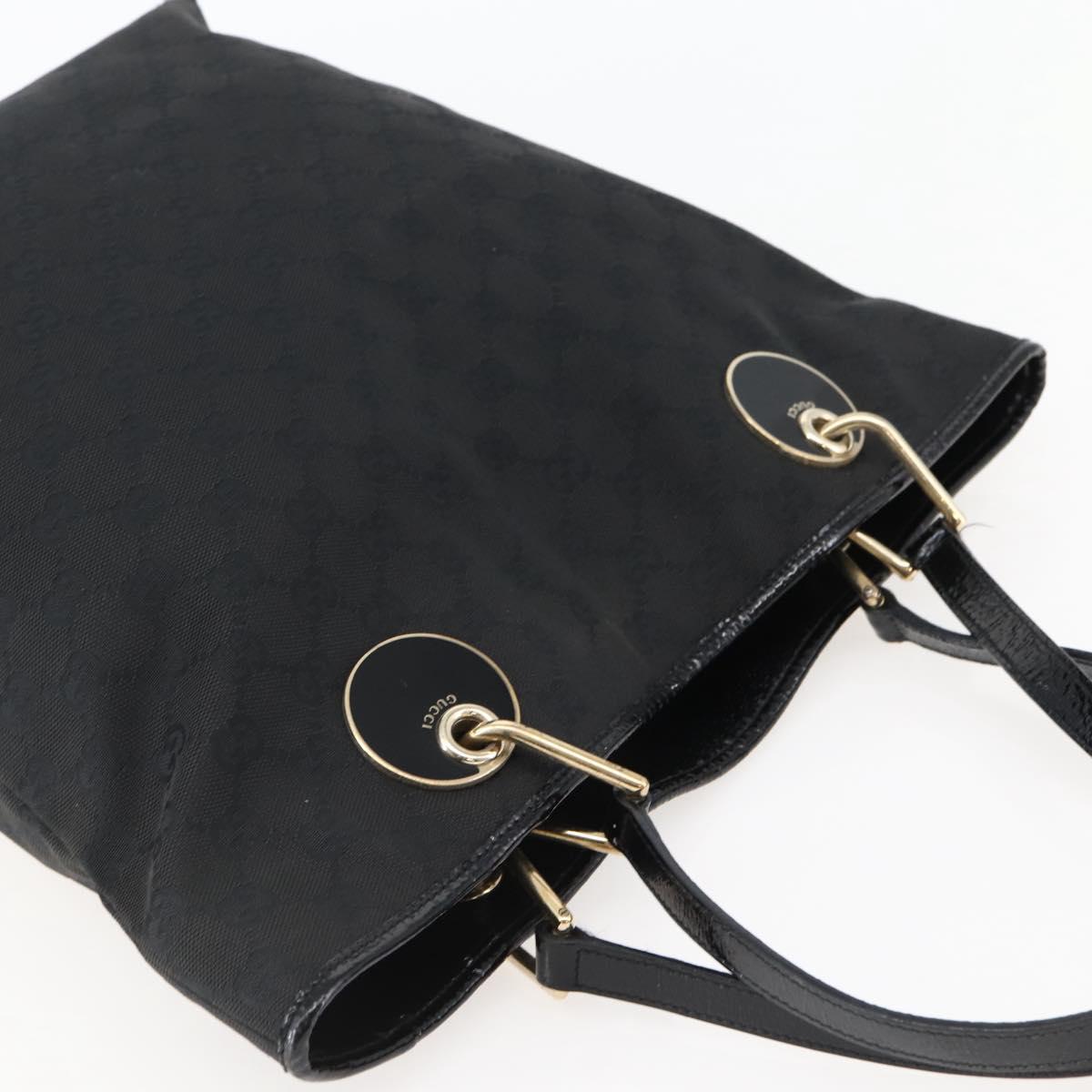GUCCI GG Canvas Tote Bag Black Gold 120836 Auth ti3447