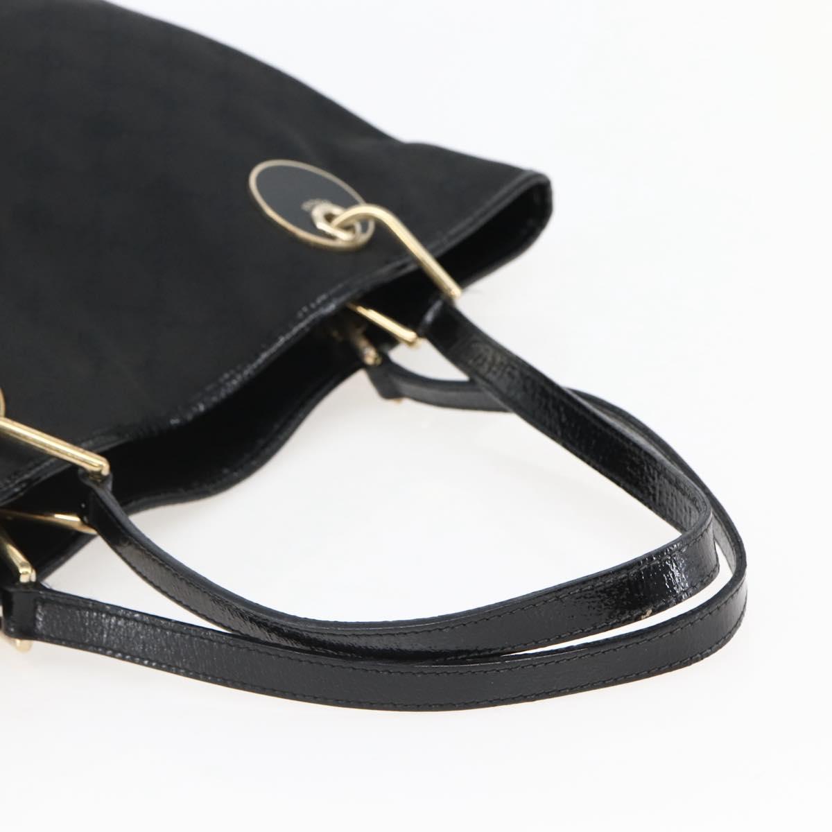 GUCCI GG Canvas Tote Bag Black Gold 120836 Auth ti3447