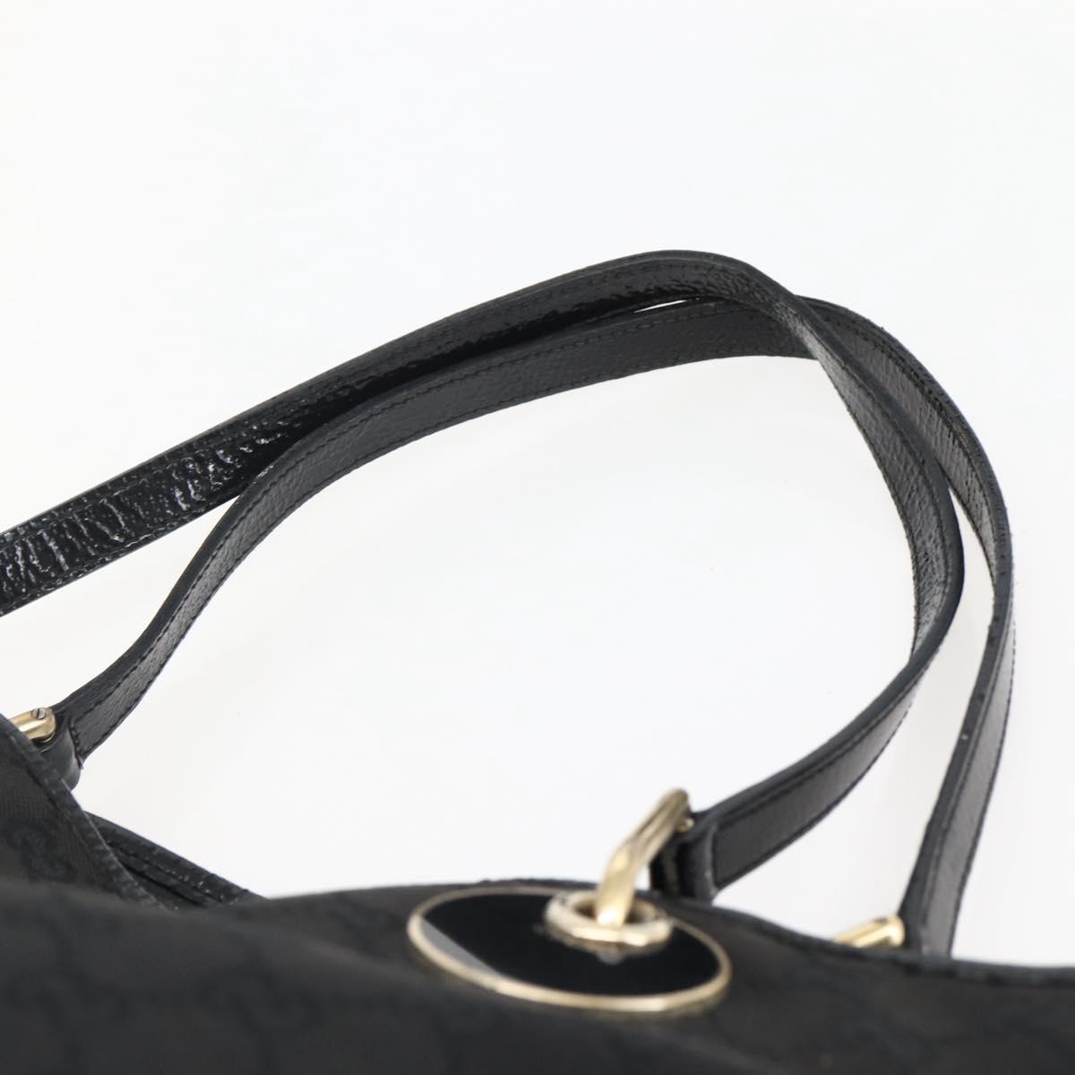 GUCCI GG Canvas Tote Bag Black Gold 120836 Auth ti3447