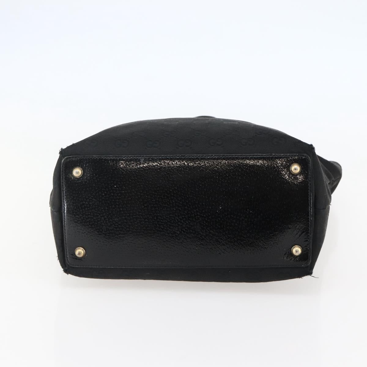 GUCCI GG Canvas Tote Bag Black Gold 120836 Auth ti3447