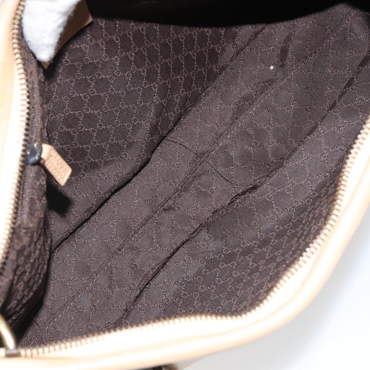 GUCCI Shoulder Bag Leather Beige Gold 90699 Auth ti3449