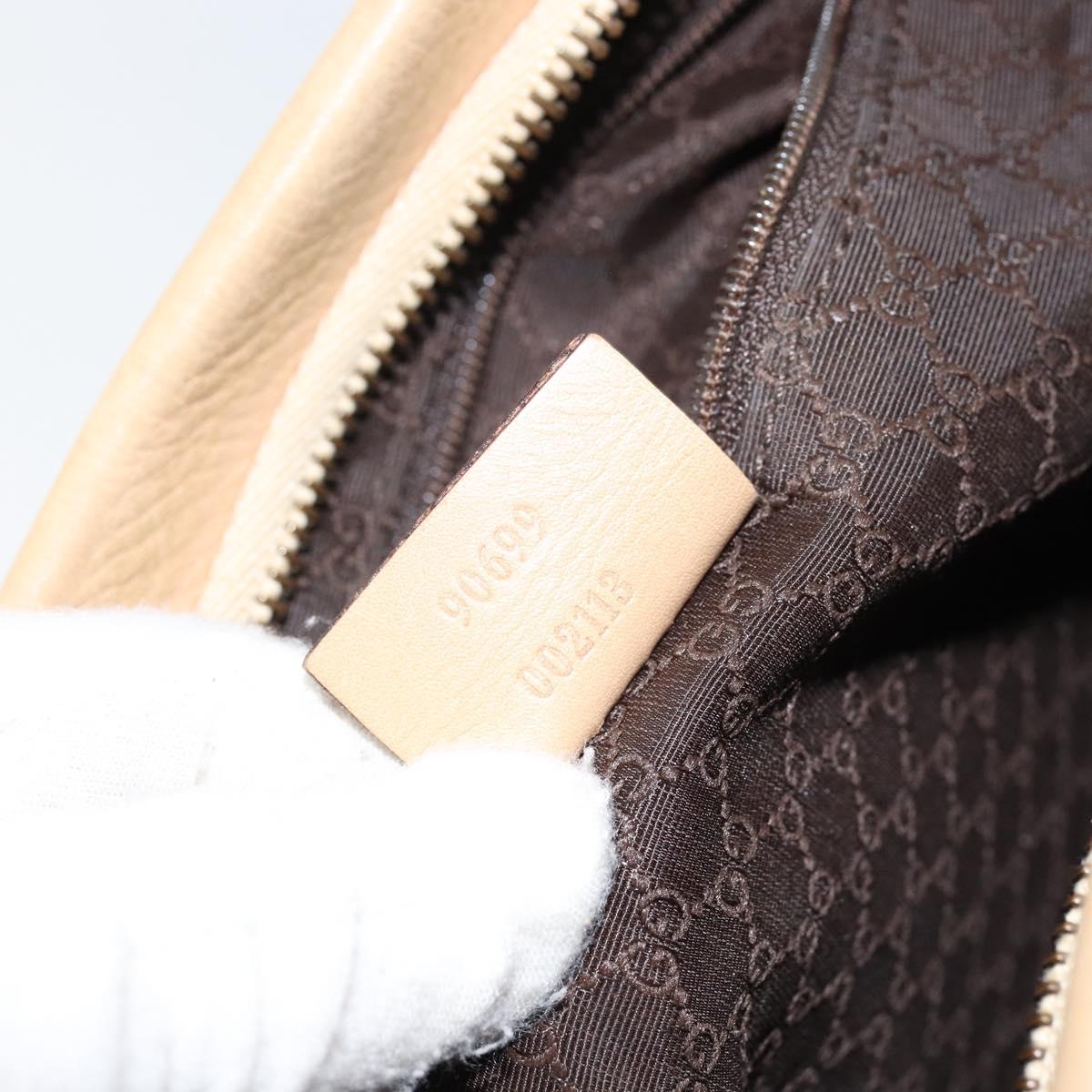 GUCCI Shoulder Bag Leather Beige Gold 90699 Auth ti3449