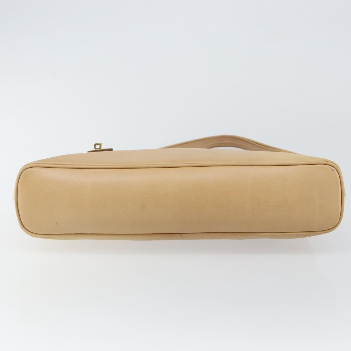 GUCCI Shoulder Bag Leather Beige Gold 90699 Auth ti3449