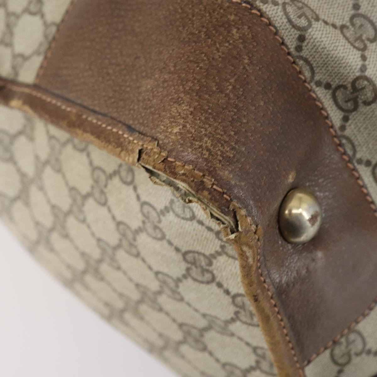 GUCCI GG Supreme Web Sherry Line Boston Bag PVC Beige Gold Auth ti3450