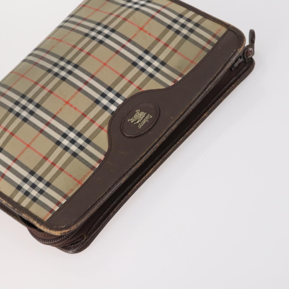 BURBERRY Nova Check Blue Label Bag Canvas nylon 5Set Beige Gray blue Auth ti3451